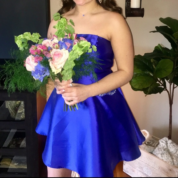 Strapless Short Blue Formal Dress - Picture 2 of 4